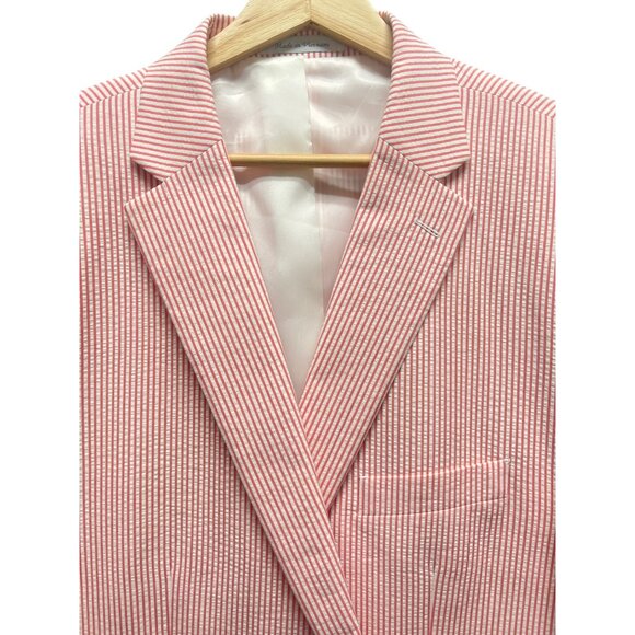 Chaps NWOT Pink & White Striped Seersucker Blazer - Picture 3 of 7